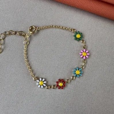 Pulseira infantil margaridas