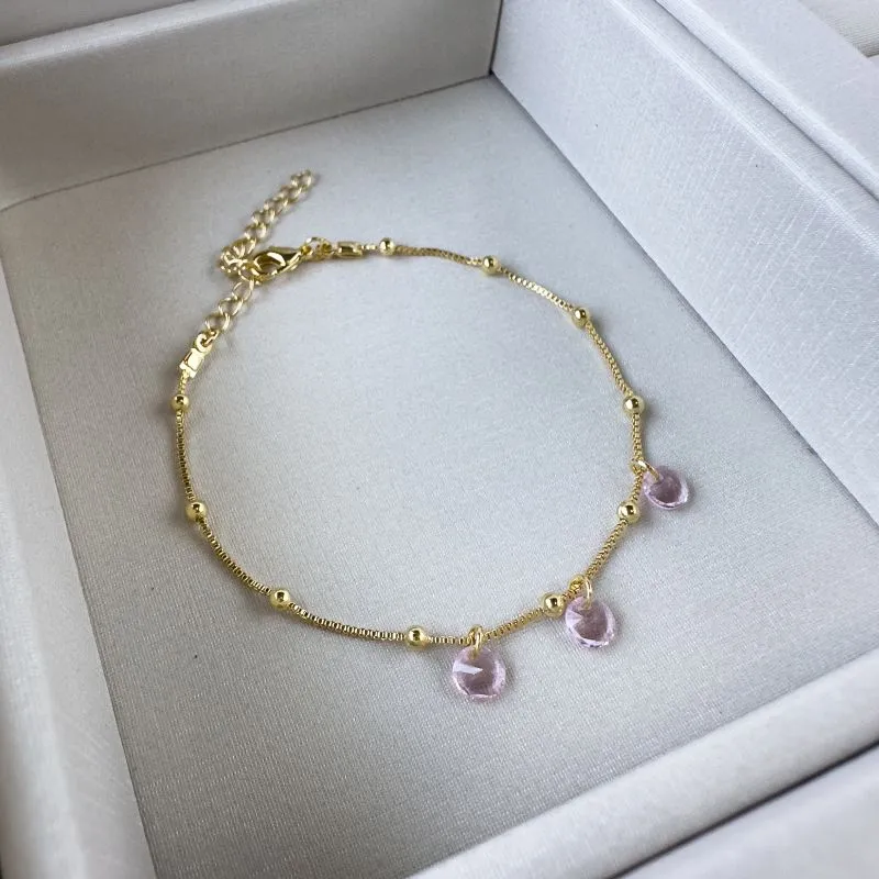 Pulseira pontos de luz rosa bebe
