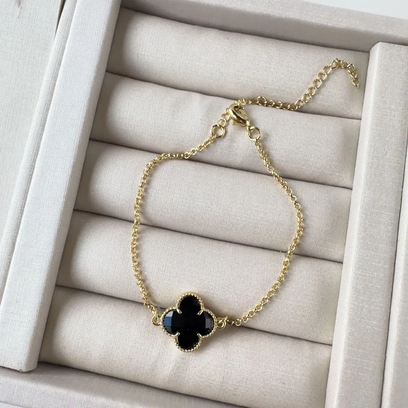 Pulseira trevo Van Cleef preto