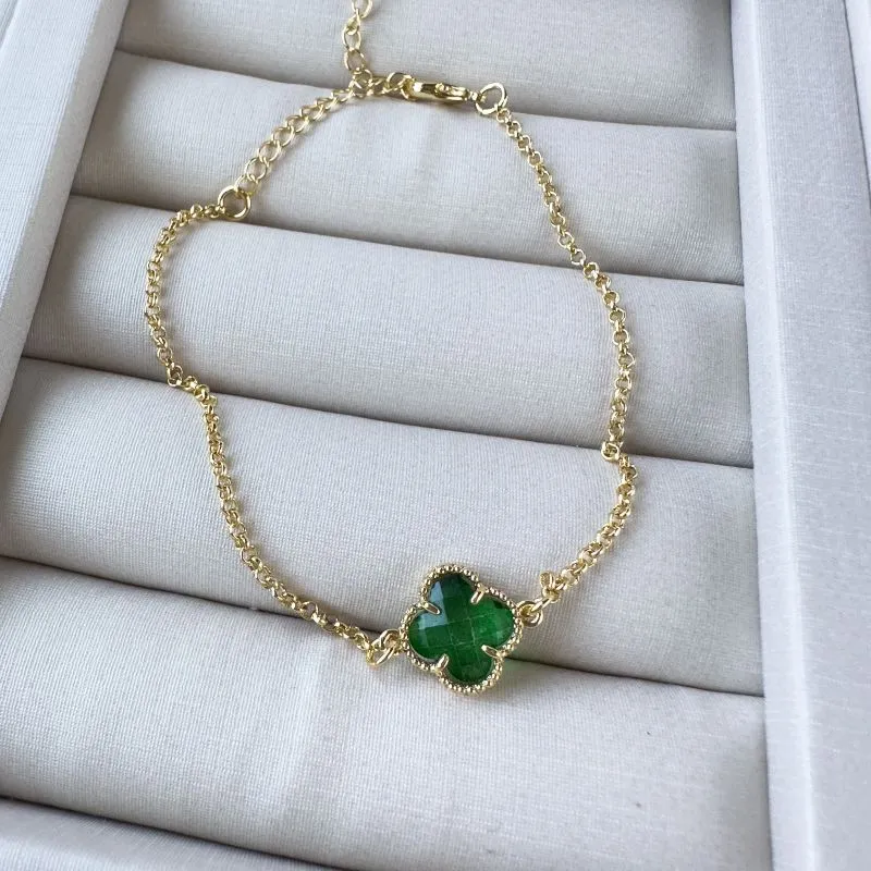 Pulseira trevo Van Cleef verde