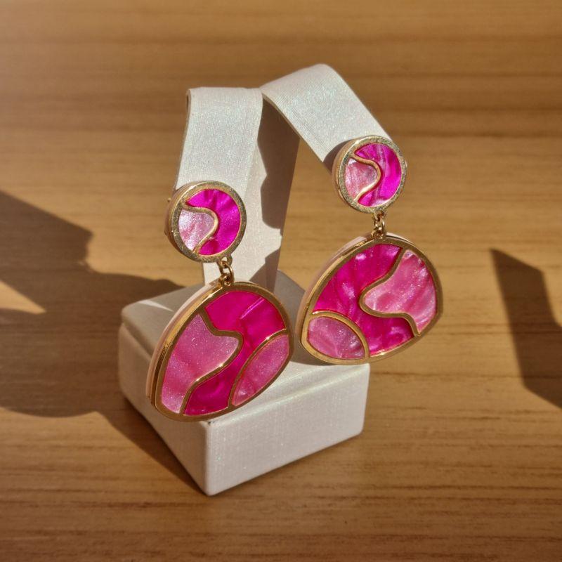 Brinco acrílico rosa 