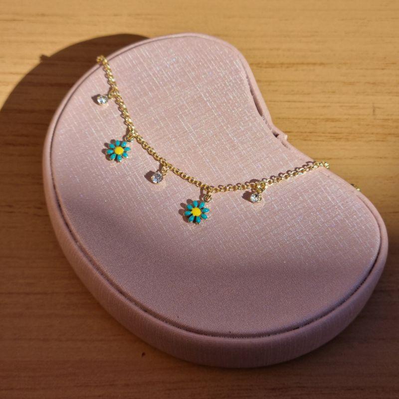 Pulseira infantil margarida azul